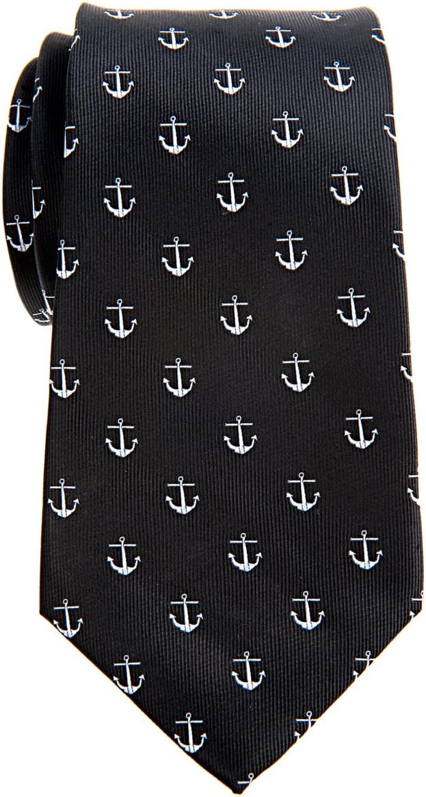 Retreez Classic Anchor Pattern Woven Microfiber 3.15" Men's Tie