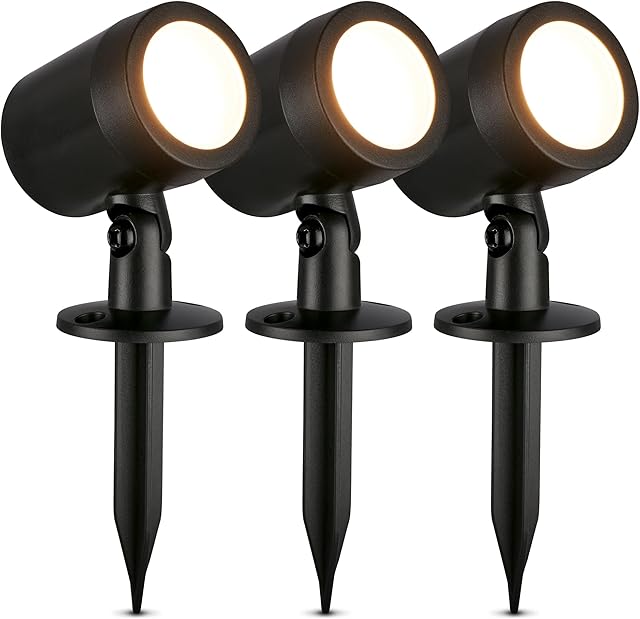 BRILONER BRILONER - 3er Set LED Strahler Außen mit Stecker, Spritzwasserschutz, warmweiße Lichtfarbe, Außenlampe, Gartenbeleuchtung, Garten — Beleuchtung