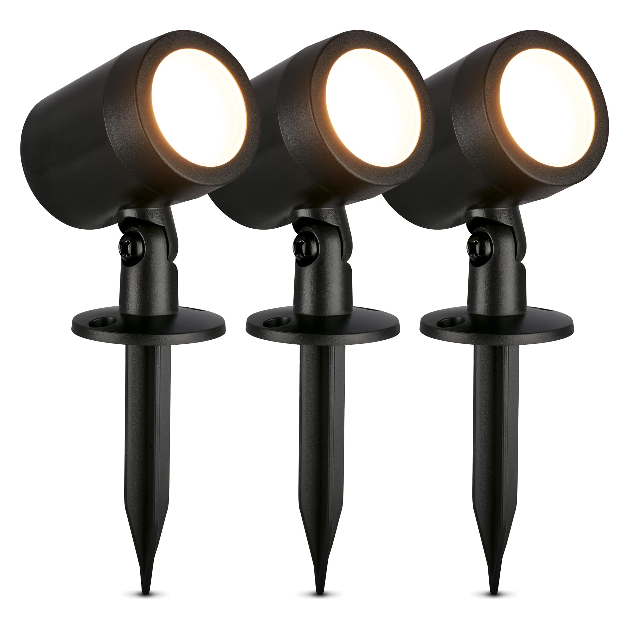 BRILONER 3er Set LED-Außenstrahler mit Stecker – warmweiß, IP54, Schwarz