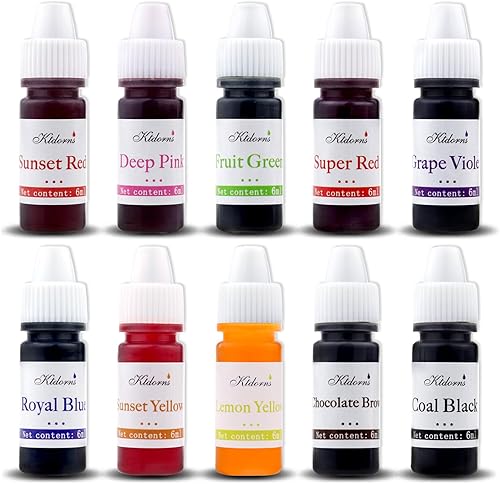 Miniatura 2 de Set de creación de jabón 10 colores líquidos para colorear jabón, Puesta del sol amarilla, puesta del sol roja, rosa, amarillo, azul, café, negro,