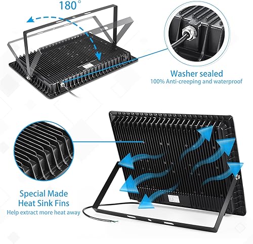 Miniatura 6 de Luces de inundación LED de estadio de 400 W para exteriores (equivalente a 2350 W), luces LED superbrillantes de 50000 lúmenes, 100-277 V, IP66,