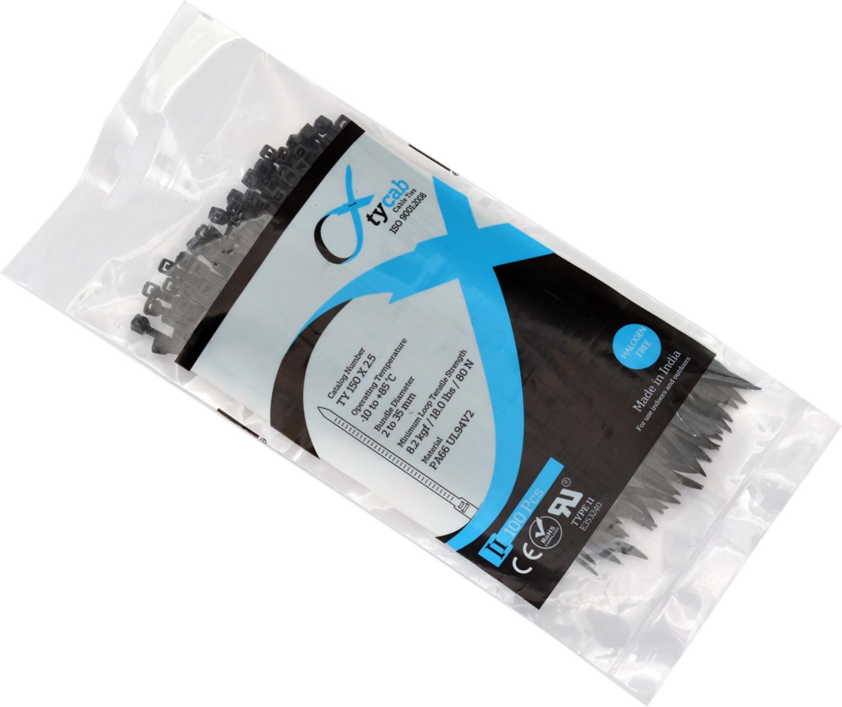 Tycab Nylon Cable Ties 150 Mm, 6 Inch, Pack of 1000, Black