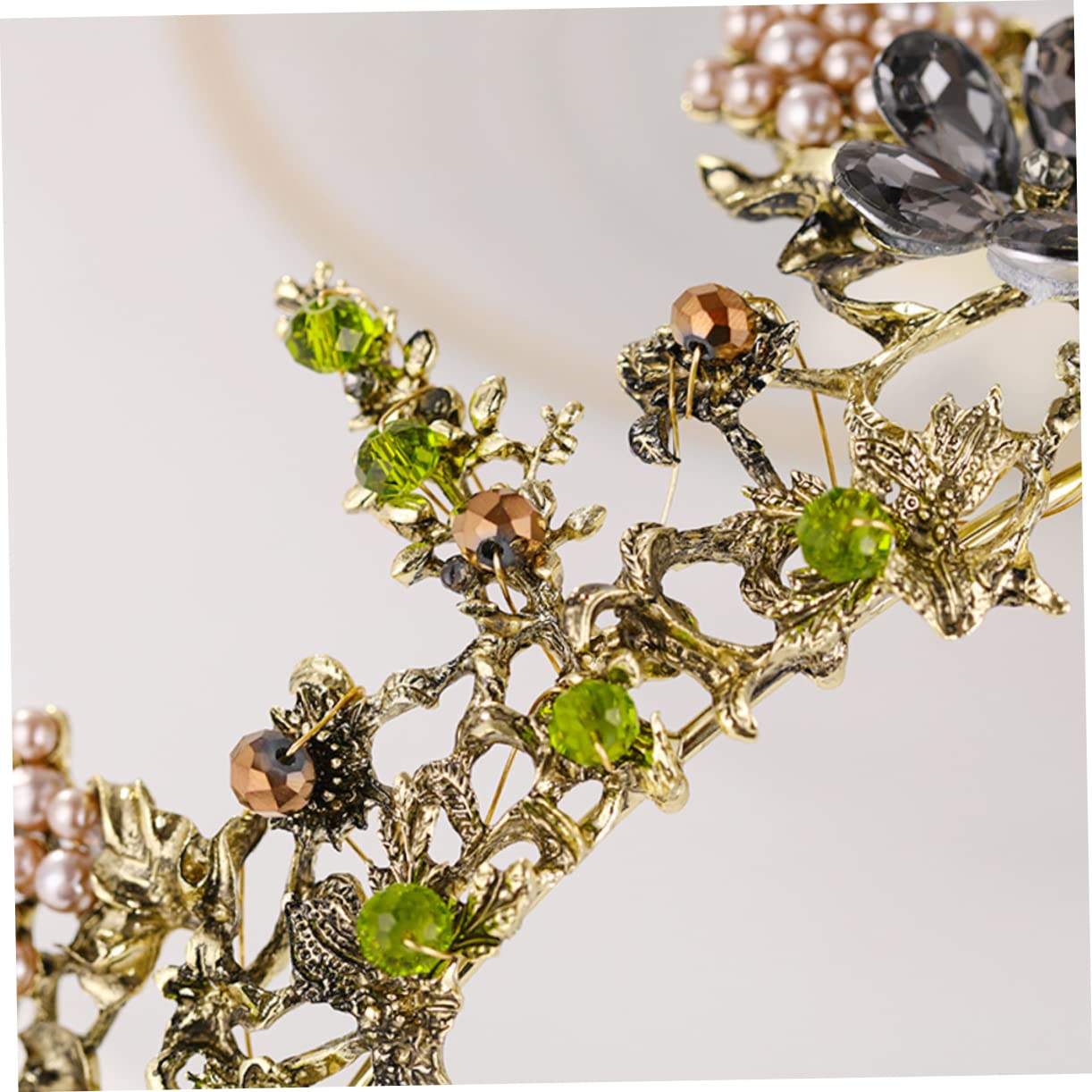 Tiara, ozdoba na głowę, diadem, diadem z diamentów, diadem z kamieni szlachetnych, diadem dla druhny, ślub ze strasami (zielony x 2 sztuki, 16X15X6 cm x 2 sztuki)