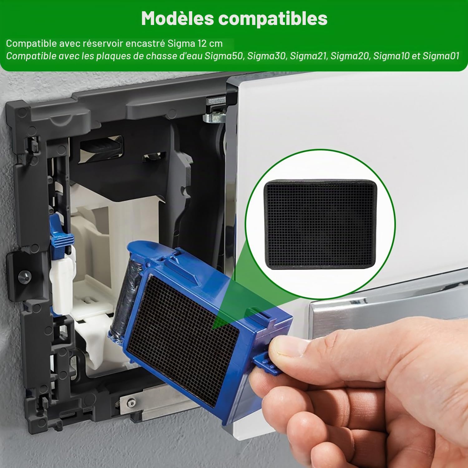 Lot de 3 filtres à charbon actif de rechange, compatibles avec Geberit DuoFresh Module Insert 243.970.00.1, purificateur d'air de toilette, filtre à air frais pour éliminer les odeurs désagréables et