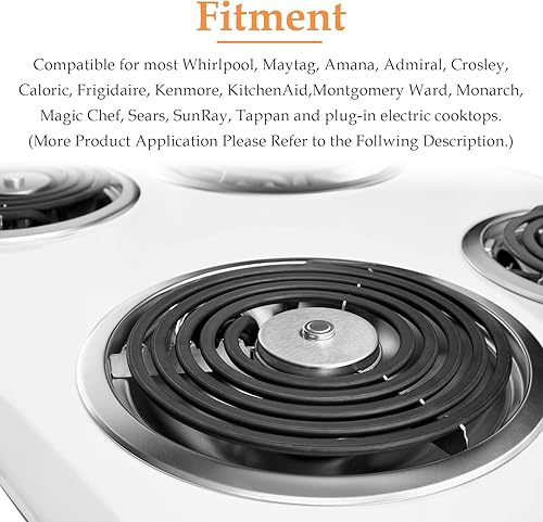 Miniatura 2 de Paquete de 4 bandejas de goteo cromadas mejoradas, cuencos reflectores compatibles con Whirlpool W10196405 W10196406 W10278125 (dos de 6 pulgadas y