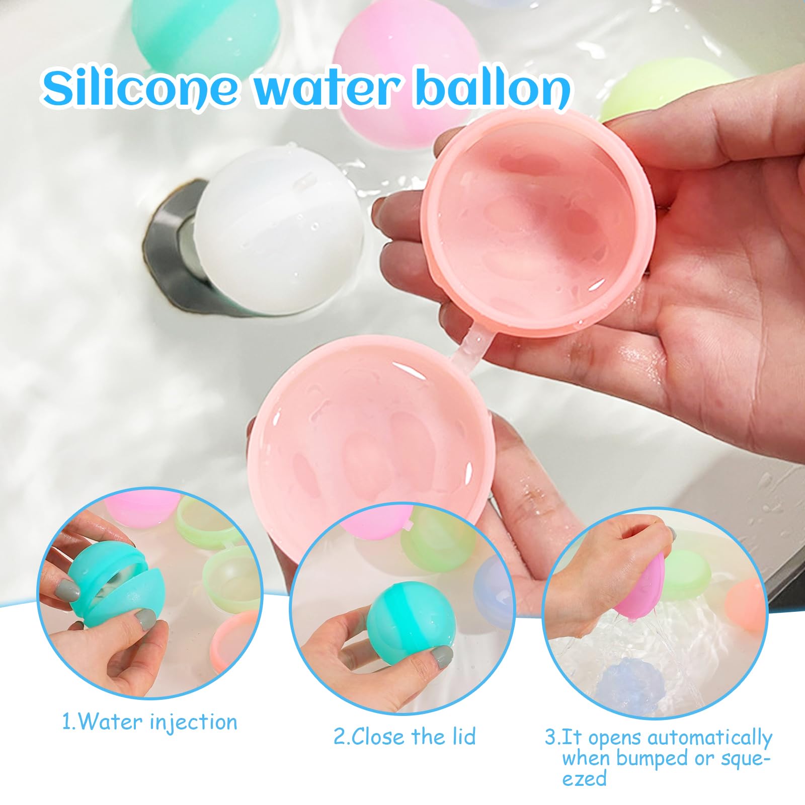 Globos De Agua Reutilizables De Silicona | Set De 12 Con Cierre Automático | Ideales Para Piscina, Playa Y Fiestas De Verano