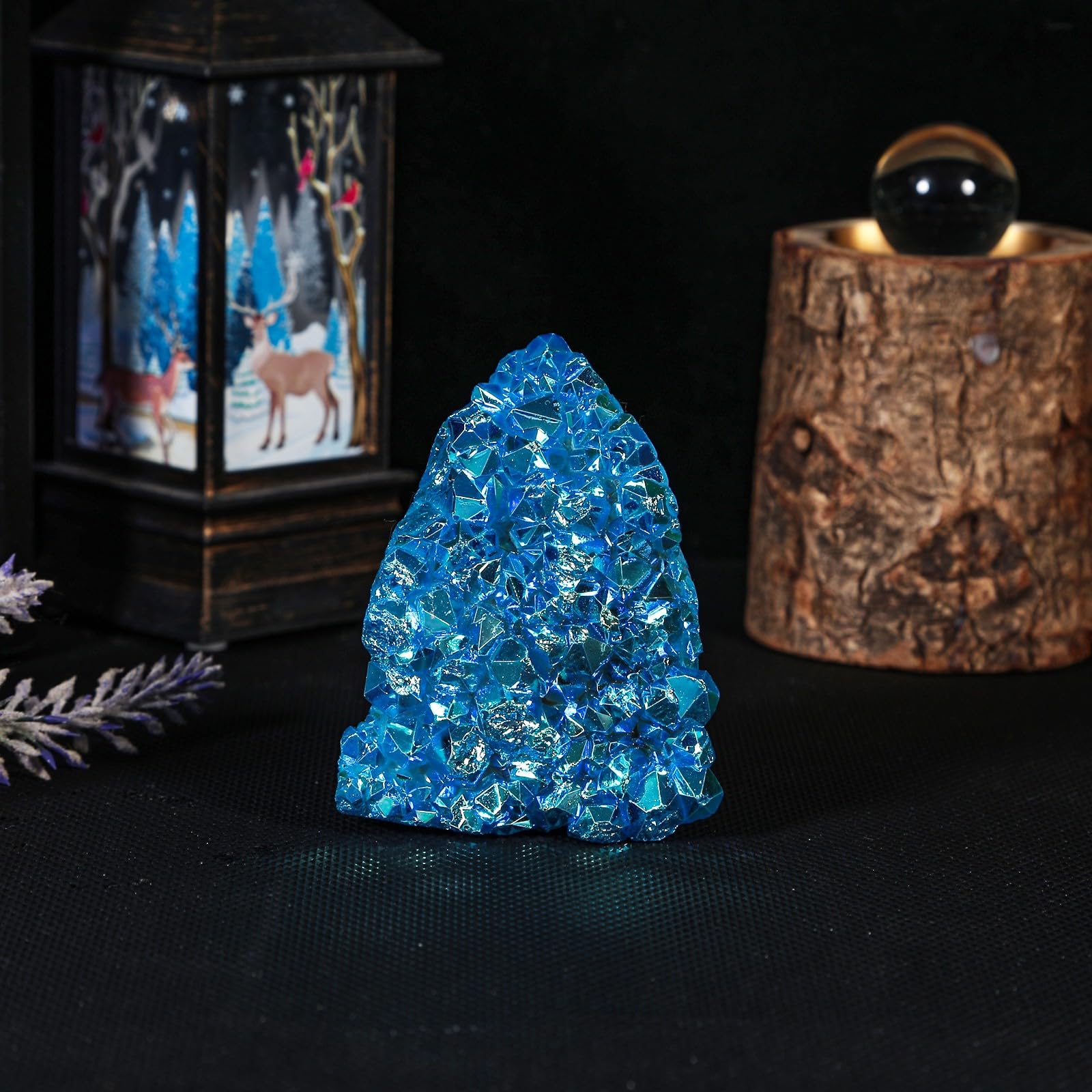 dessboom Amas de Quartz Rocheux minéral spécimen irrégulier, revêtement AB de Titane Blanc, Cristal de Roche de guérison Reiki pour la décoration de la Maison, Bleu