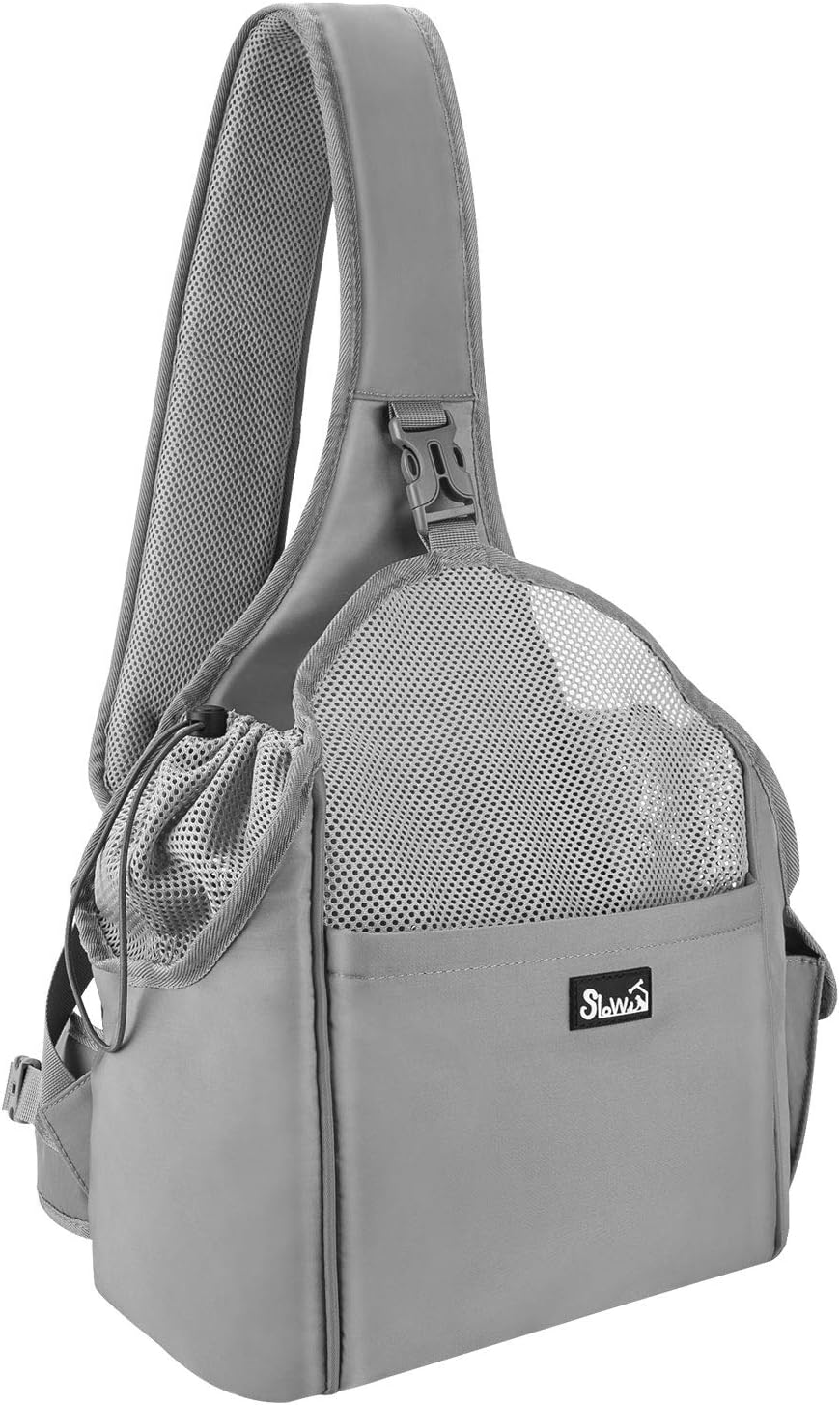 AUTOWT Small Dog Sling Carrier, Hands Free Papoose Small Animal Puppy Travel Bag Tote Breathable Mesh Hard Bottom Support Adjustable…