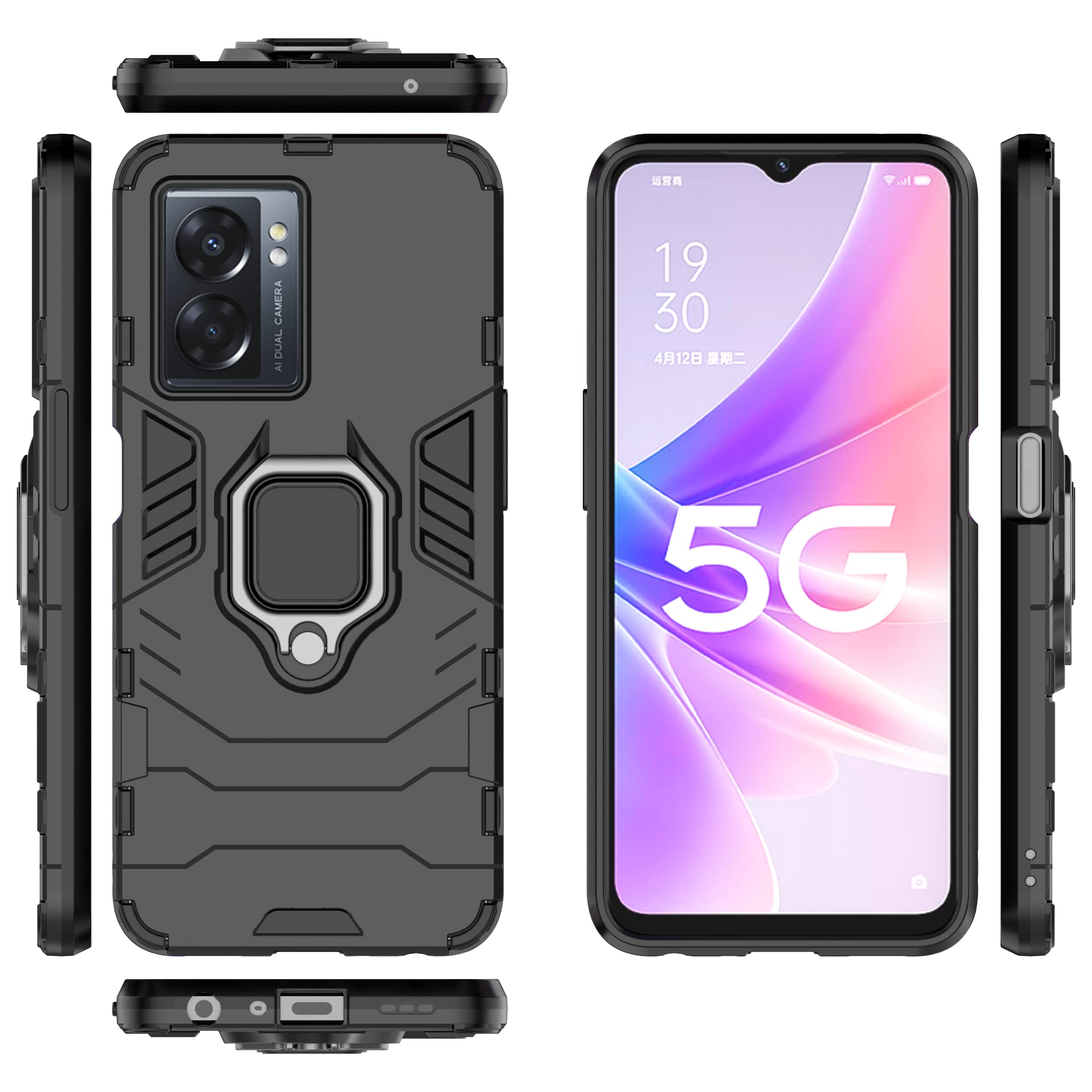 BaiBaiDY Cover per Oppo A77 Custodia, Assorbimento degli urti, Staffa, Resistenza alla caduta, Doppio strato TPU + PC, Adatto per Oppo A77.(Blu
