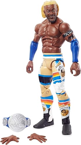 WWE Top Picks Elite Kofi Kingston - Figura de acción con campeonato universal6 en regalo coleccionable para fanáticos de la WWE a partir de 8 años