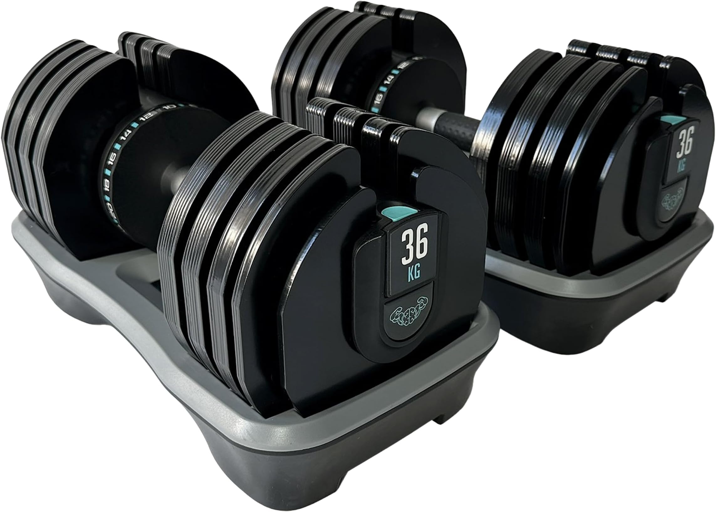 Adjustable Dumbbells Set 12.5kg, 25kg & 36kg Pair | Space-Saving Dumbbell for Home Gym Workouts | Smart Click Technology | Best in Class