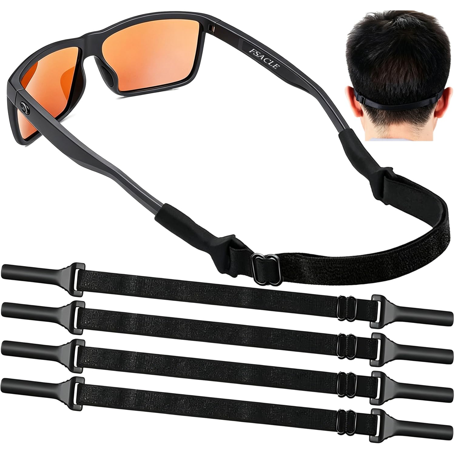 KSACLE Adjustable Glasses Strap, Upgrade 4 Pack No Tail Eyeglass