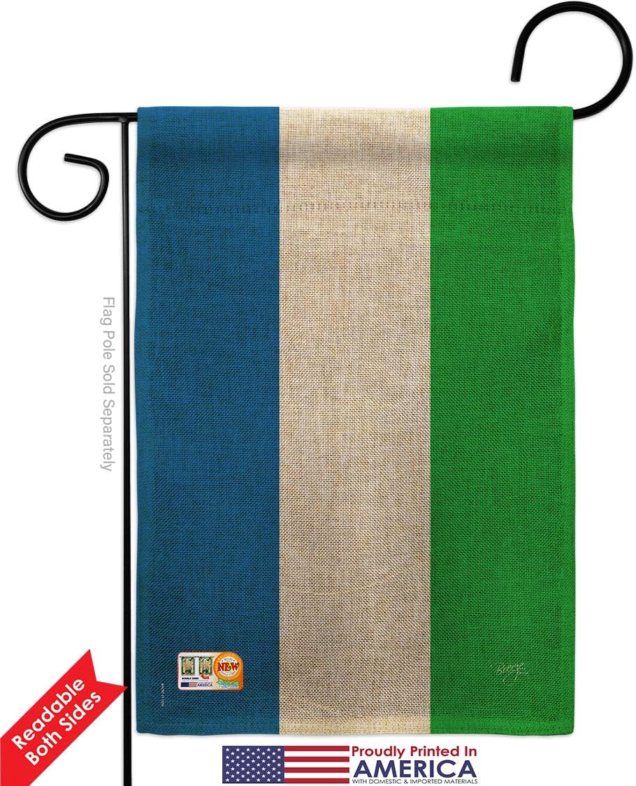 Sierra Leone Burlap Garden Flag Regional Nationality Nation International World Country Particular Area Small Decorative Gift Yard House Banner Double-Sided Made In USA 13 X 18.5