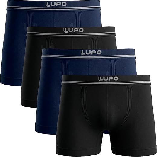 Kit 4 Cuecas Boxer Lupo Microfibra Poliamida Sem Costura Adulto Masculino