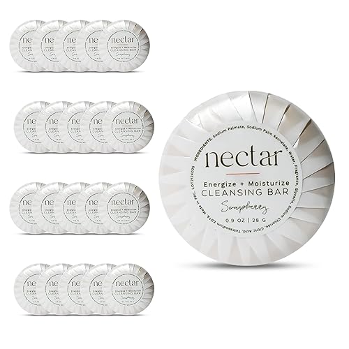 Nectar - Barra de limpieza redonda a granel 100 unidades, 0.7 onzas Azahar dulce, mini artículos de tocador de tamaño de viaje (envoltura plisada