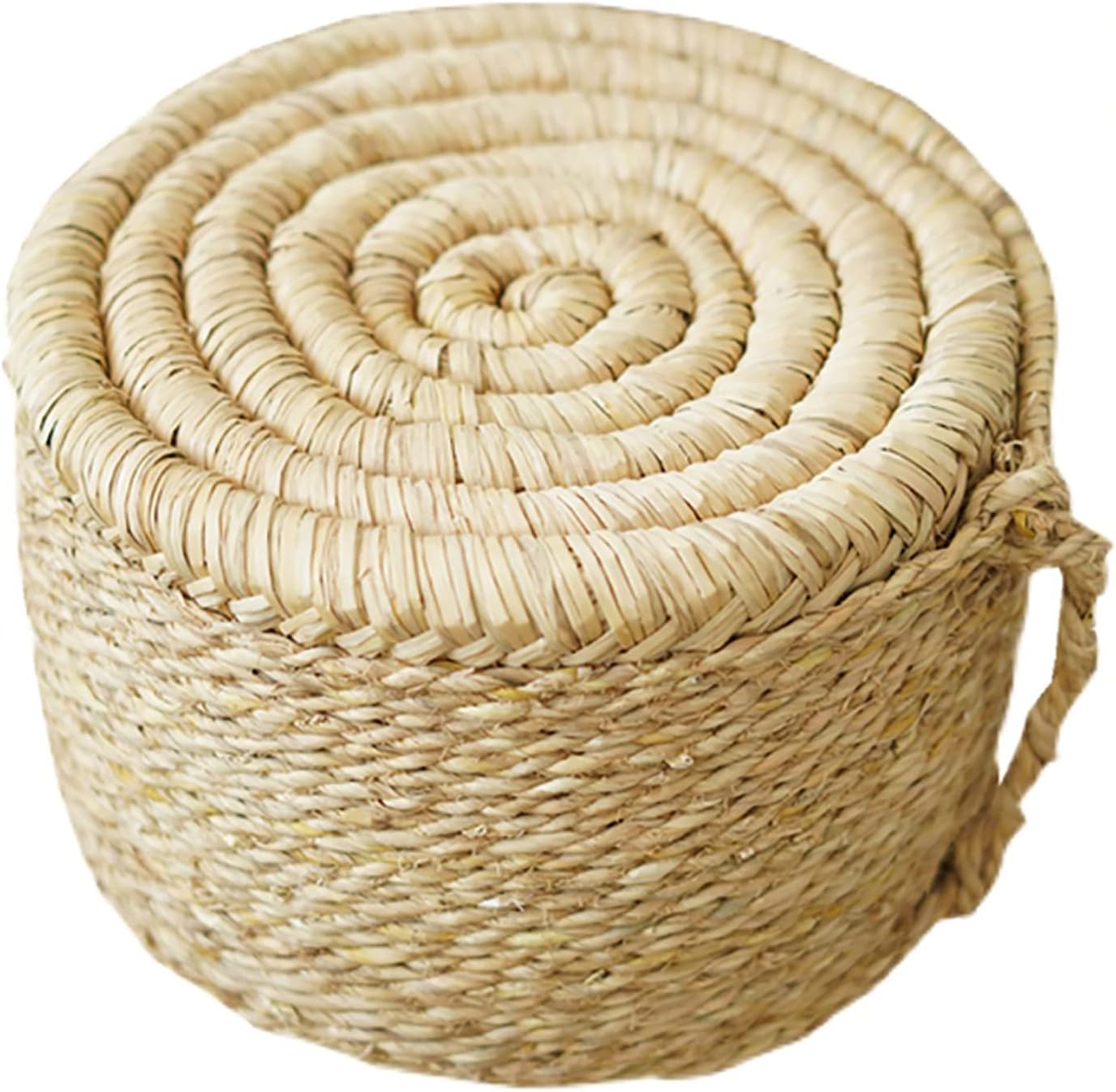 Pouf rond en jonc de mer pour salon bohème chic naturel