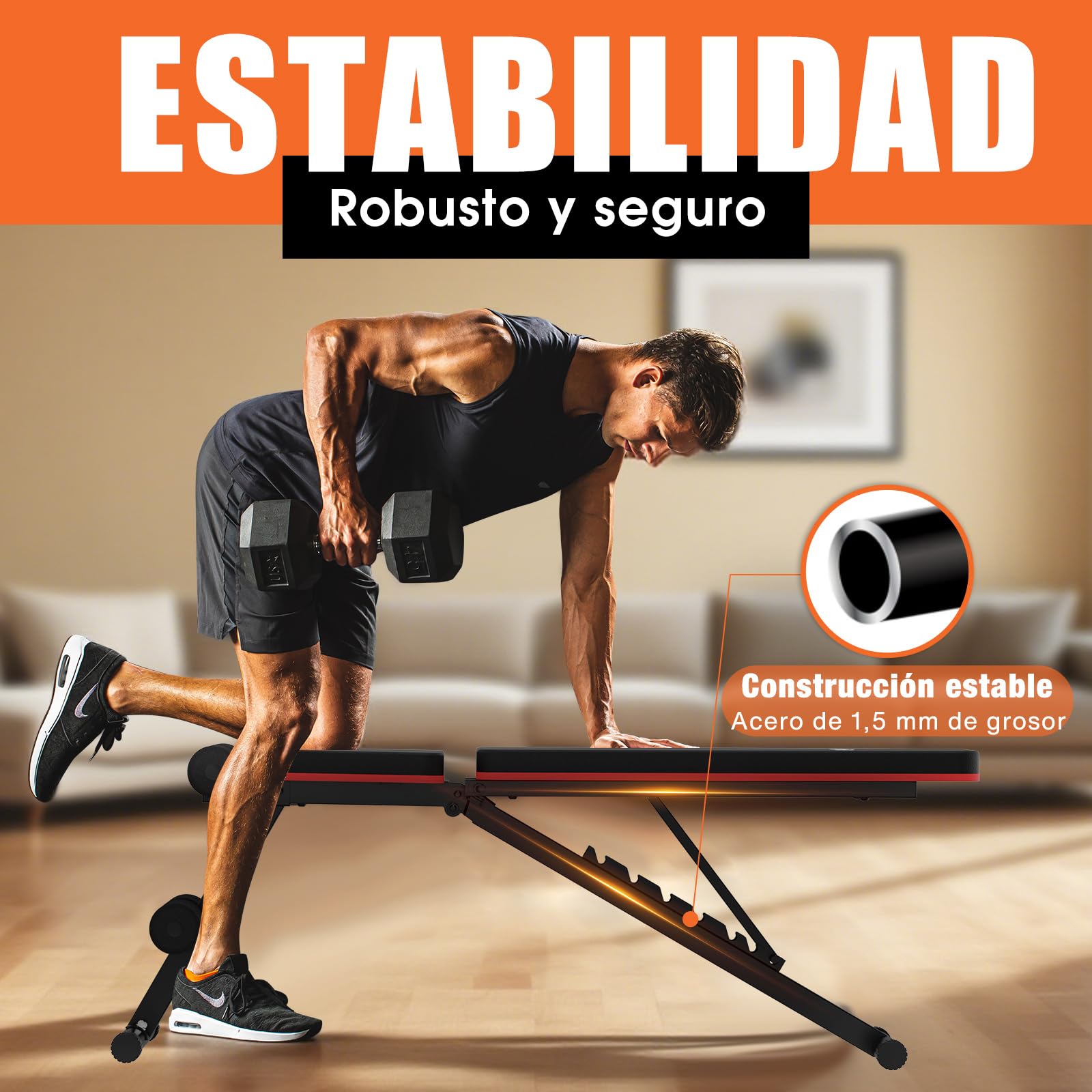 DH FitLife Banco de Pesas Plegable 8 en 1 | Banco de Entrenamiento para Cuerpo Completo en Casa | Banco Ajustable y Inclinado, Entrenador de Abdominales para el Gimnasio en Casa