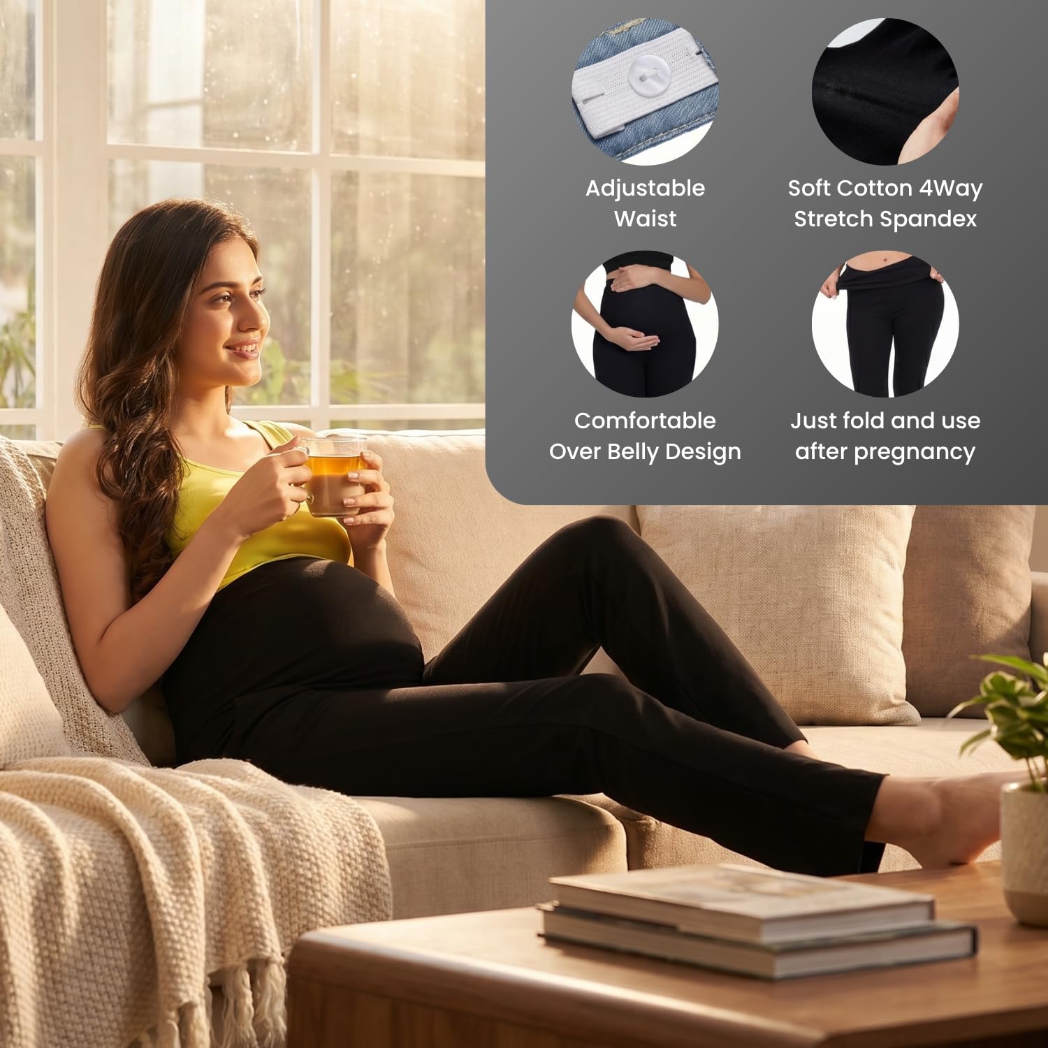 Lenam Women's Stretch Fit Black Maternity Pants 3Xl | Rise Style: Mid Rise 4