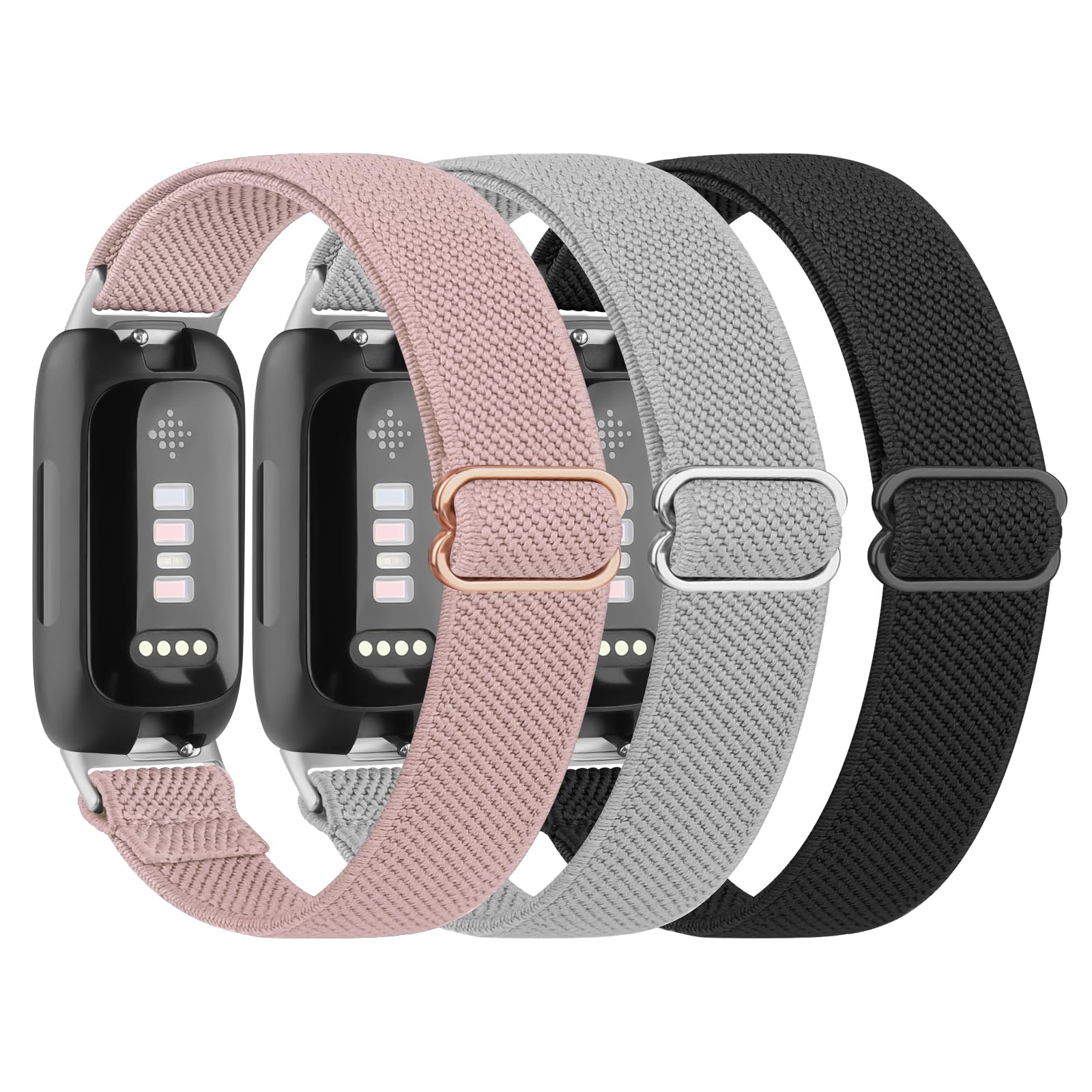 Meliya Elastic Strap for Fitbit Inspire 2 for Women Men, 3 Pack Breathable Nylon Stretchy Replacement Wristband for Fitbit Inspire