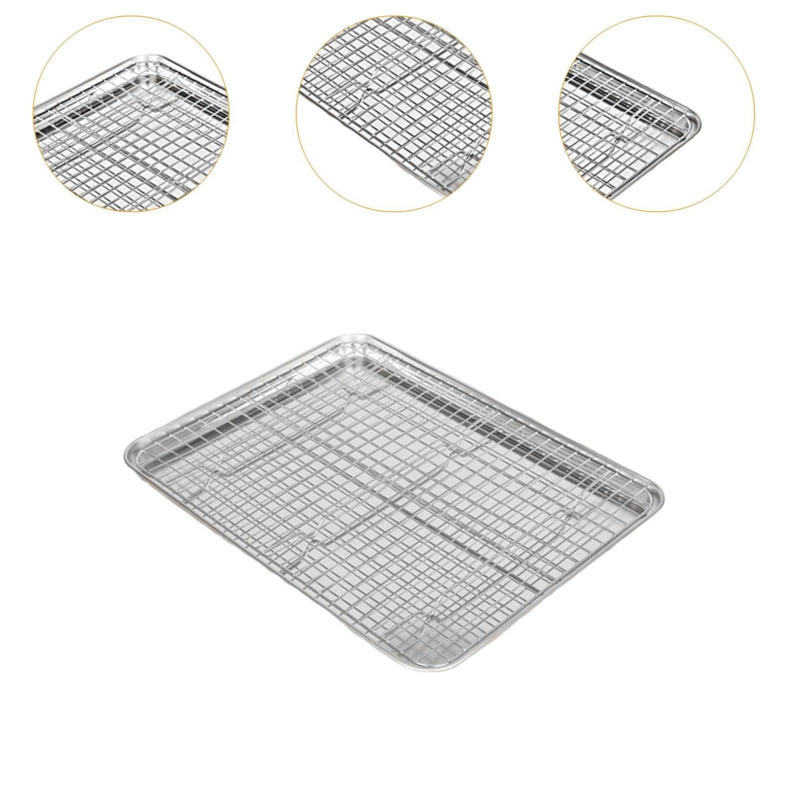 Backblech mit Rost Aus Edelstahl für Einfache Reinigung Multifunktional Als Keksblech Abtropfschale für Restaurant Haushalt Buffet, 40.5 cm X 30.5 cm X