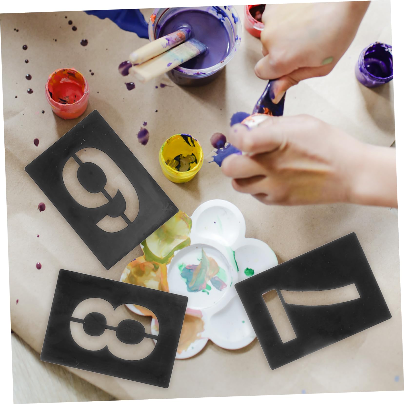 HOMSFOU 3 Set Stencil Riutilizzabili per Template per Etichettatura e Te Facili Usare e Leggeri