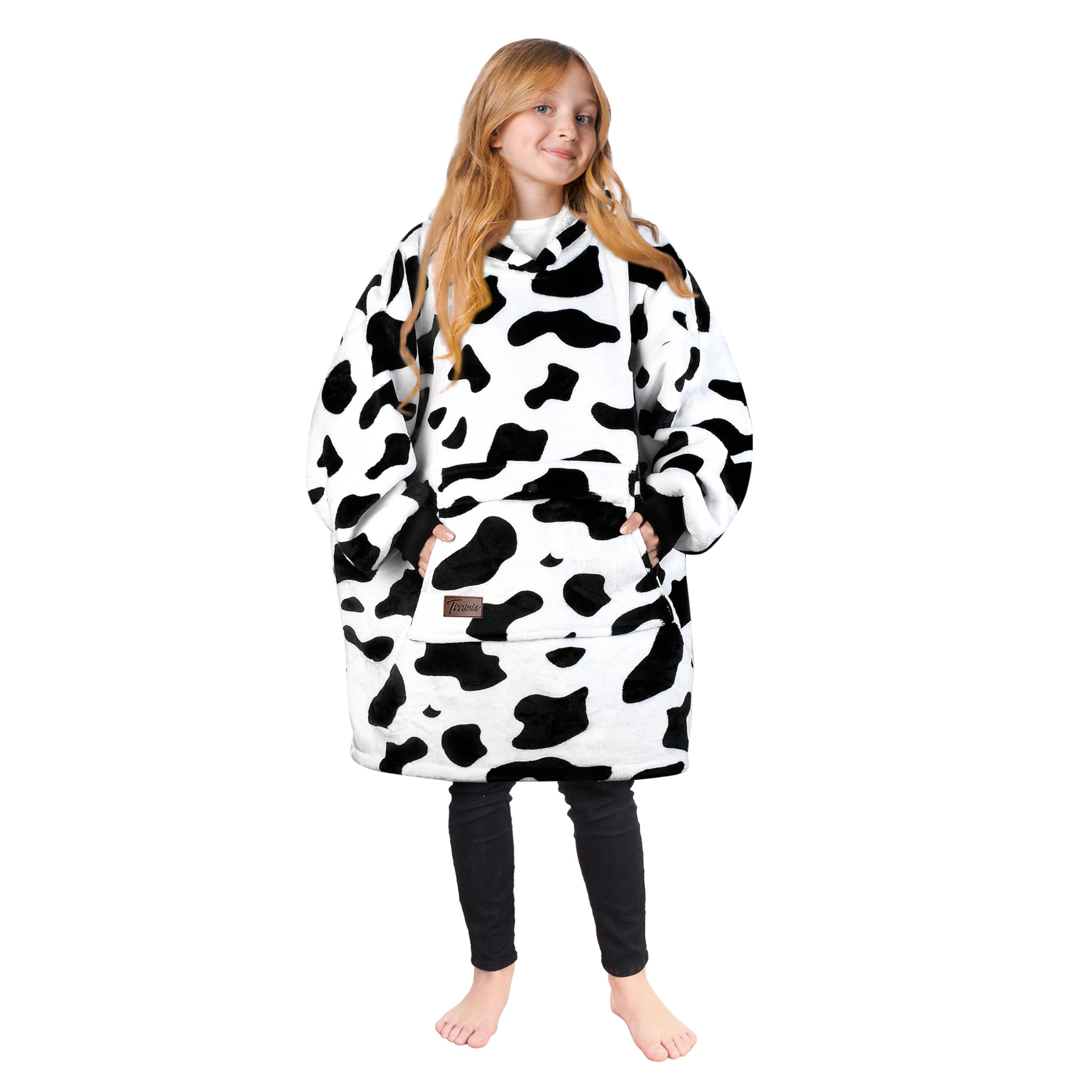 Tirrinia Blanket Hoodie for kids, Oversized Wearable Blanket, Cartoon Hooded Sherpa Lined Blanket, Gift for Kids Teens, Youth. Dalmatian
