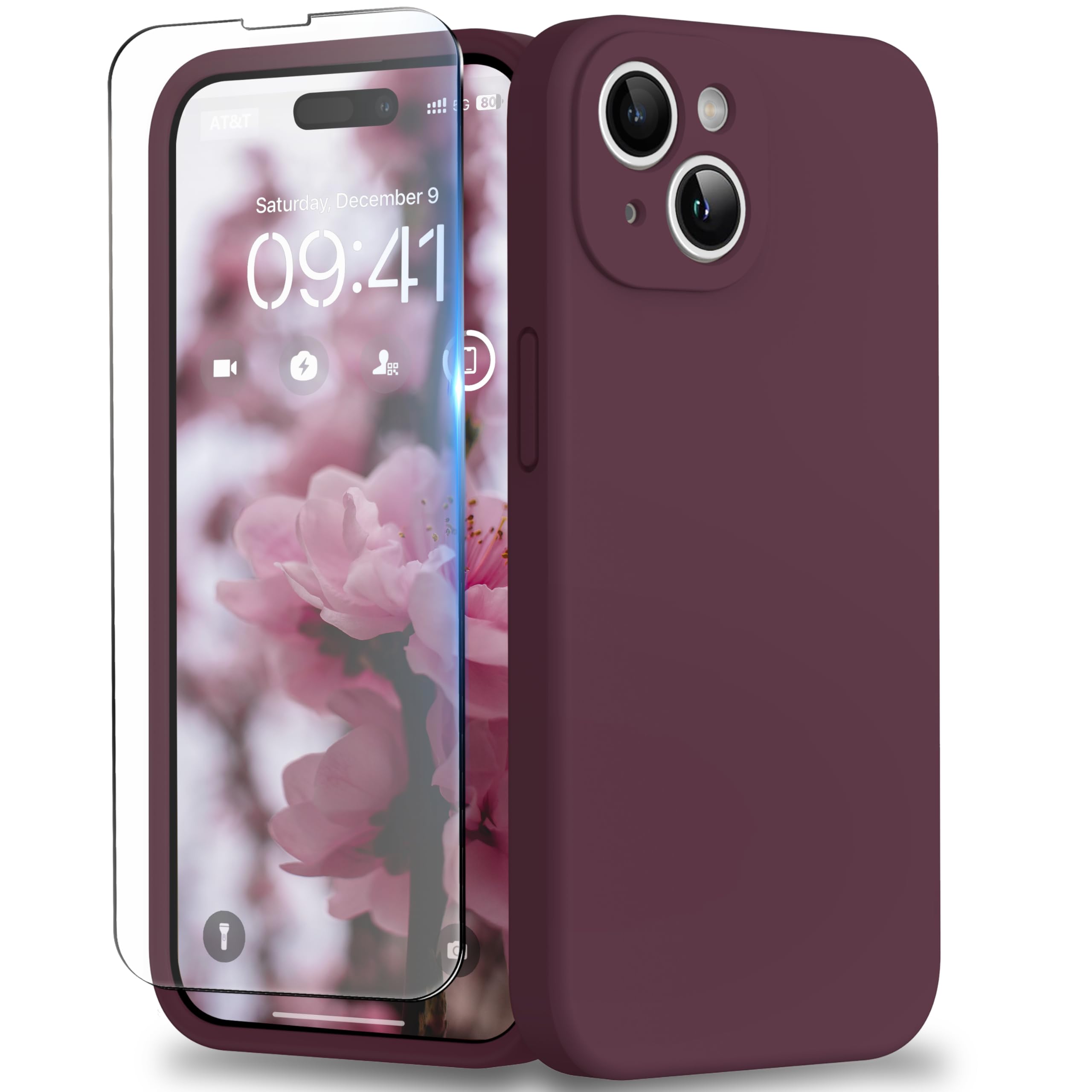 INGIDO Compatible with iPhone 15 Case, Liquid Silicone Upgraded Camera Protection Case with Screen Protector Soft Microfiber Lining Shockproof