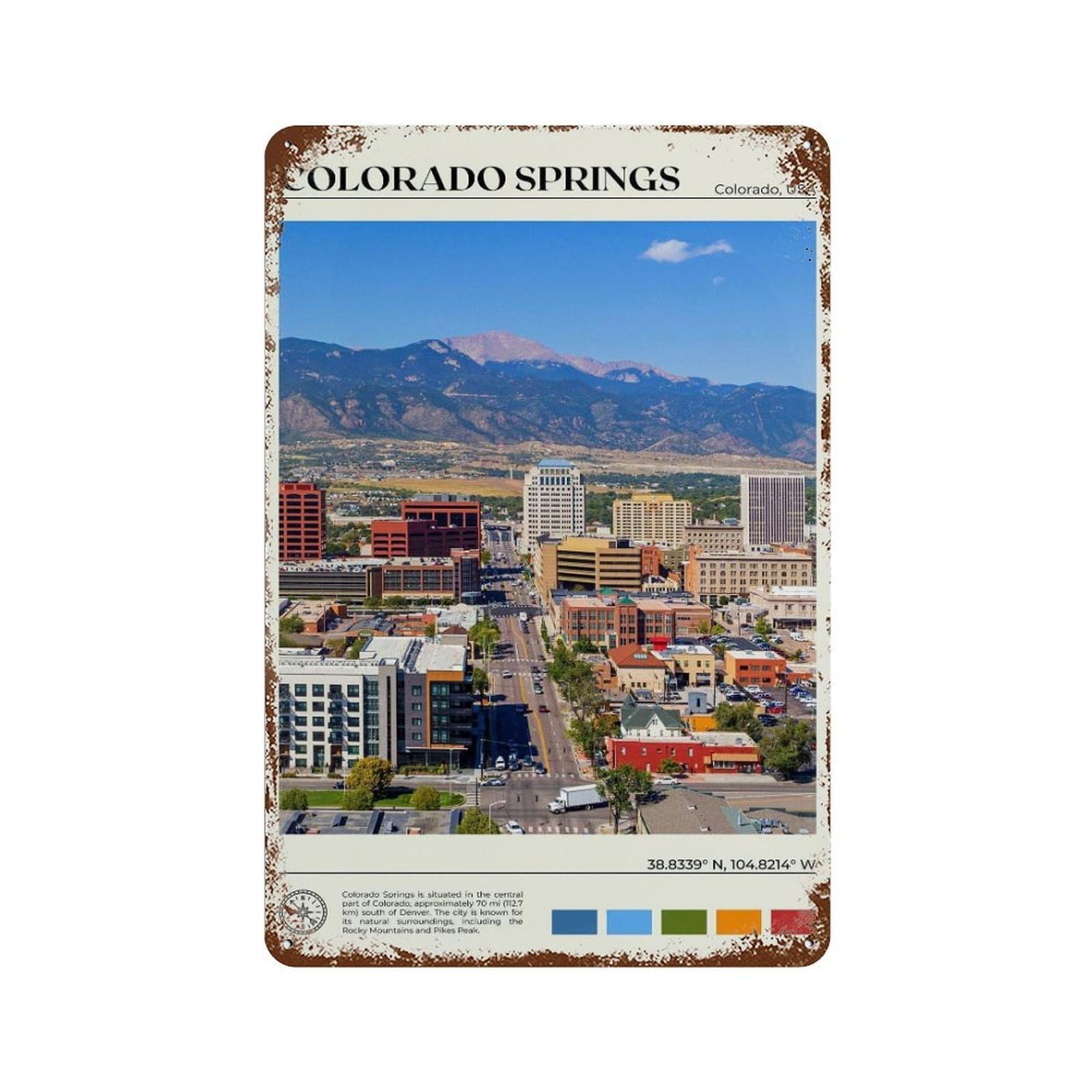 xiaoxiaoshen Real Photo Colorado Springs Decor Wall Decor Art Metal Tin Poster Modern Home Decor Art Home Bar Shop Decorations Vintage Sign 30x20cm