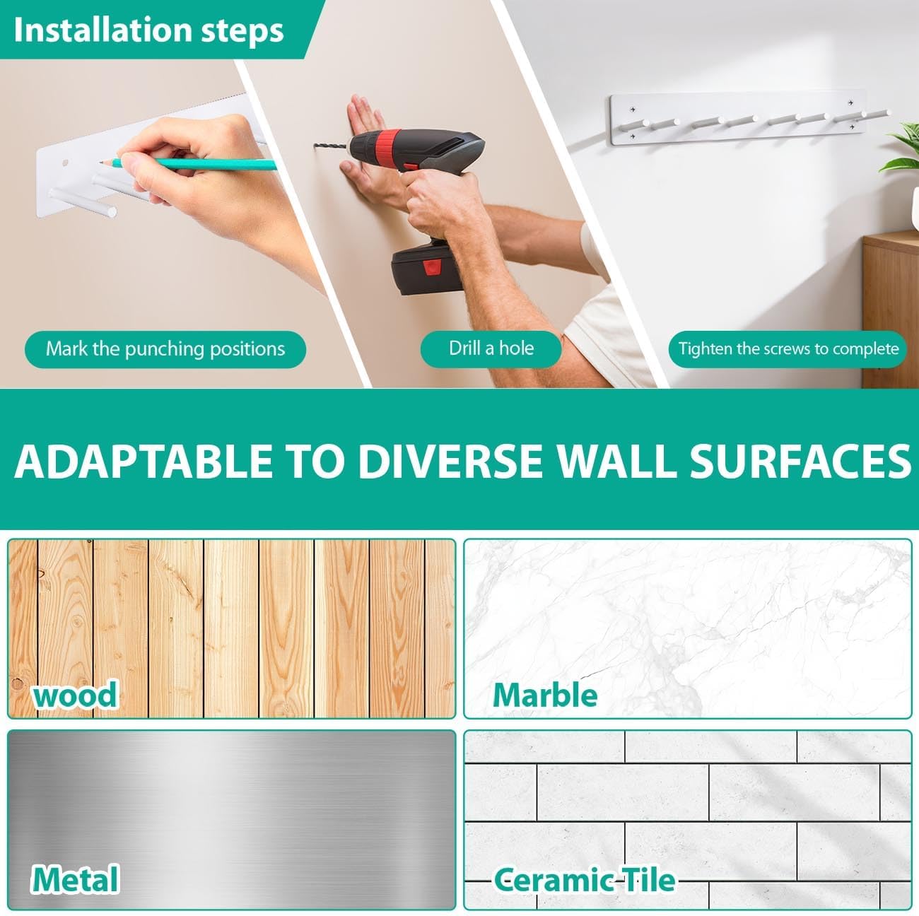 Ecliptica Wall-Mounted X Ray Apron Storage Organizer - 8-Peg Heavy-Duty Hanger Rack 4 Lead Aprons, Durable White Coated Steel Weight Vest Hanger for Hospital, Dental Clinic & Imaging Center