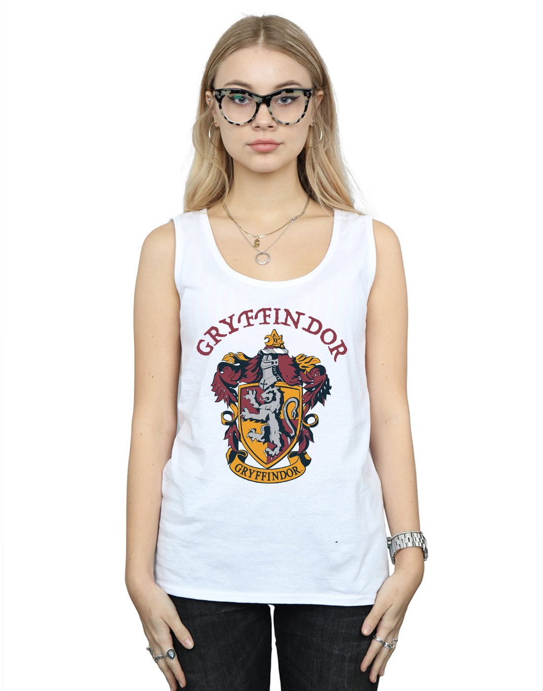 Absolute Cult Women's White Harry Potter Gryffindor Crest Vest XX-Large