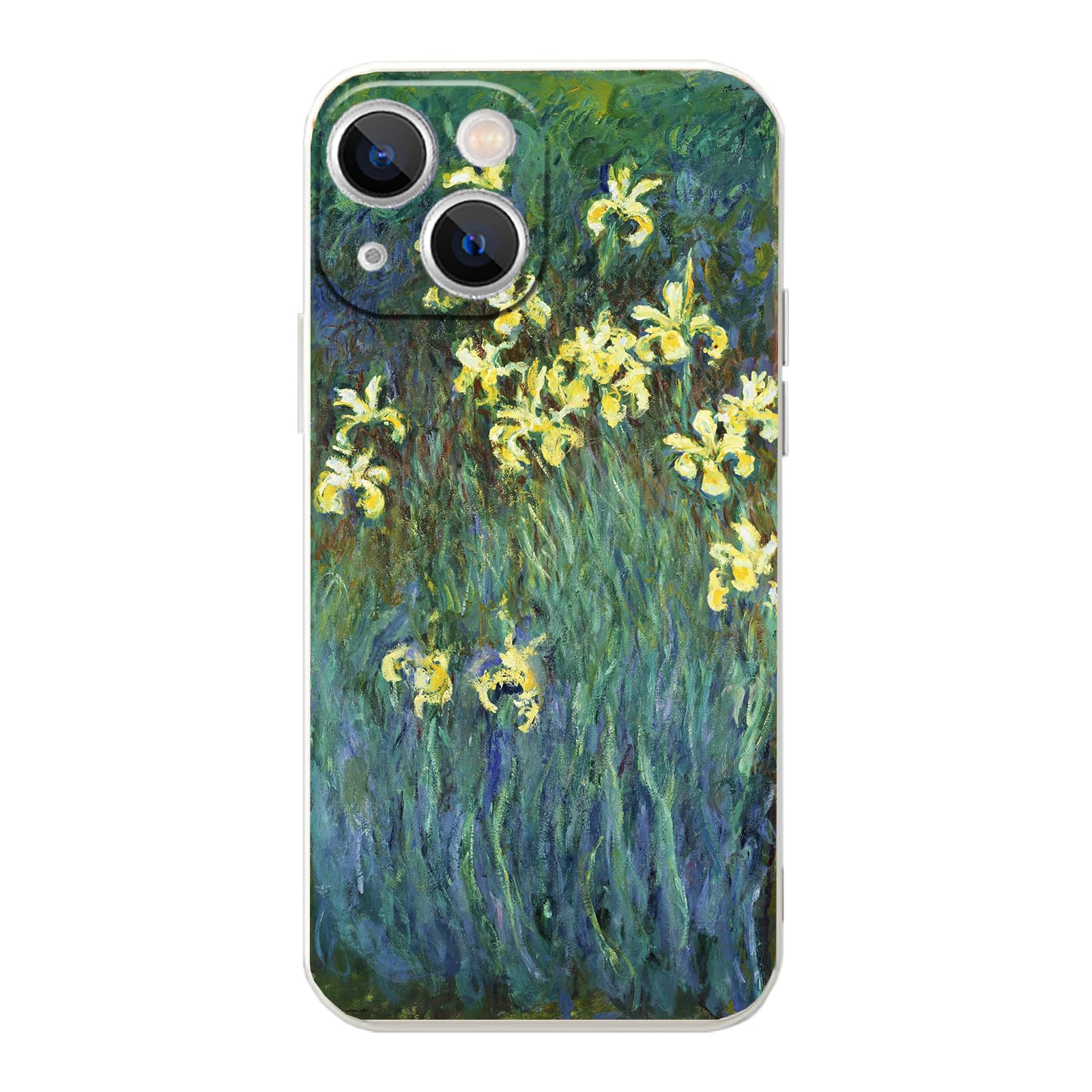 MURLEBAY Compatible with iPhone 14 Plus Case, Yellow Irises by Monet Floral Phone Case for Men Women Girls Boys, Slim Soft Shockproof Cover