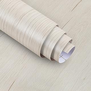 White Wood Grain Peel and Stick Wallpaper Contact Paper 16"×354" Light Wood Texture Self Adhesive Off White Waterproof Vinyl for Countertops Kitchen Backsplash Drawer Desk Liner
