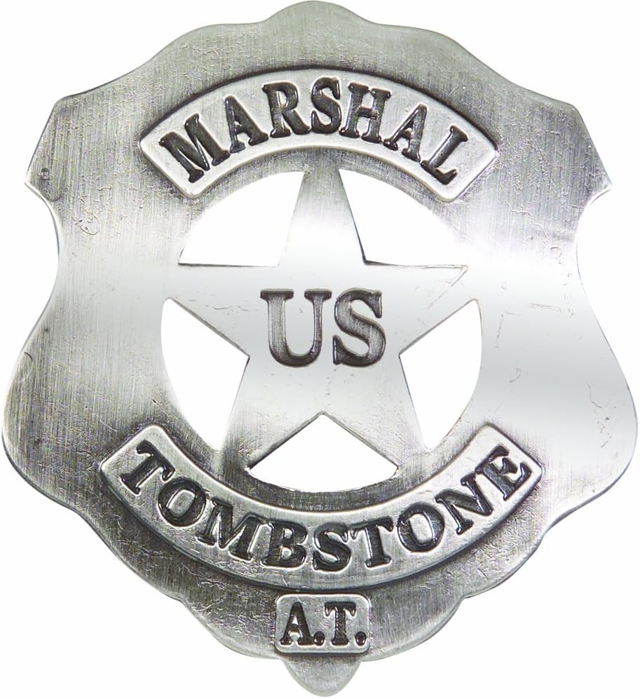 Silver Old West Replica Tombstone U.S. Marshal's Badge