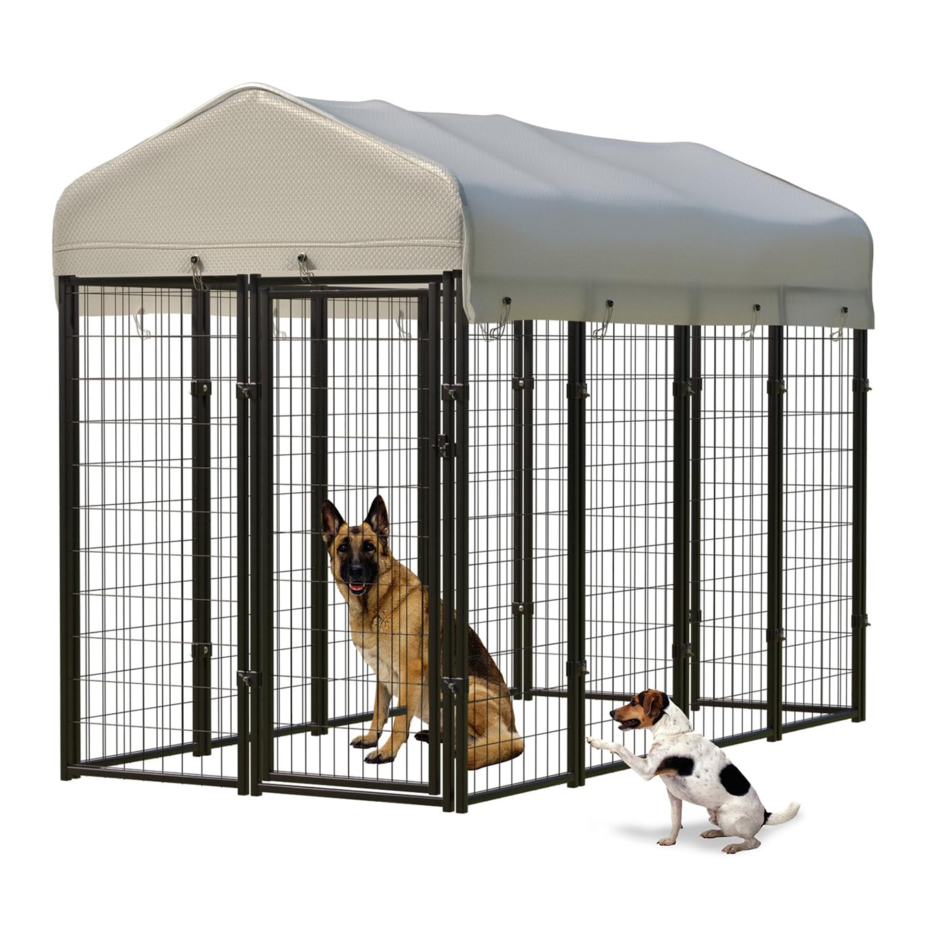 12 Panels Large Dog Kennel Outside Outdoor Dog Kennel Large with Roof Heavy Duty Dog Kennel Outdoor Indoor Dog Playpen Pet Pen Enclosure House Fence Yard Yard for Small Medium Large Dogs 8'x4'x6'