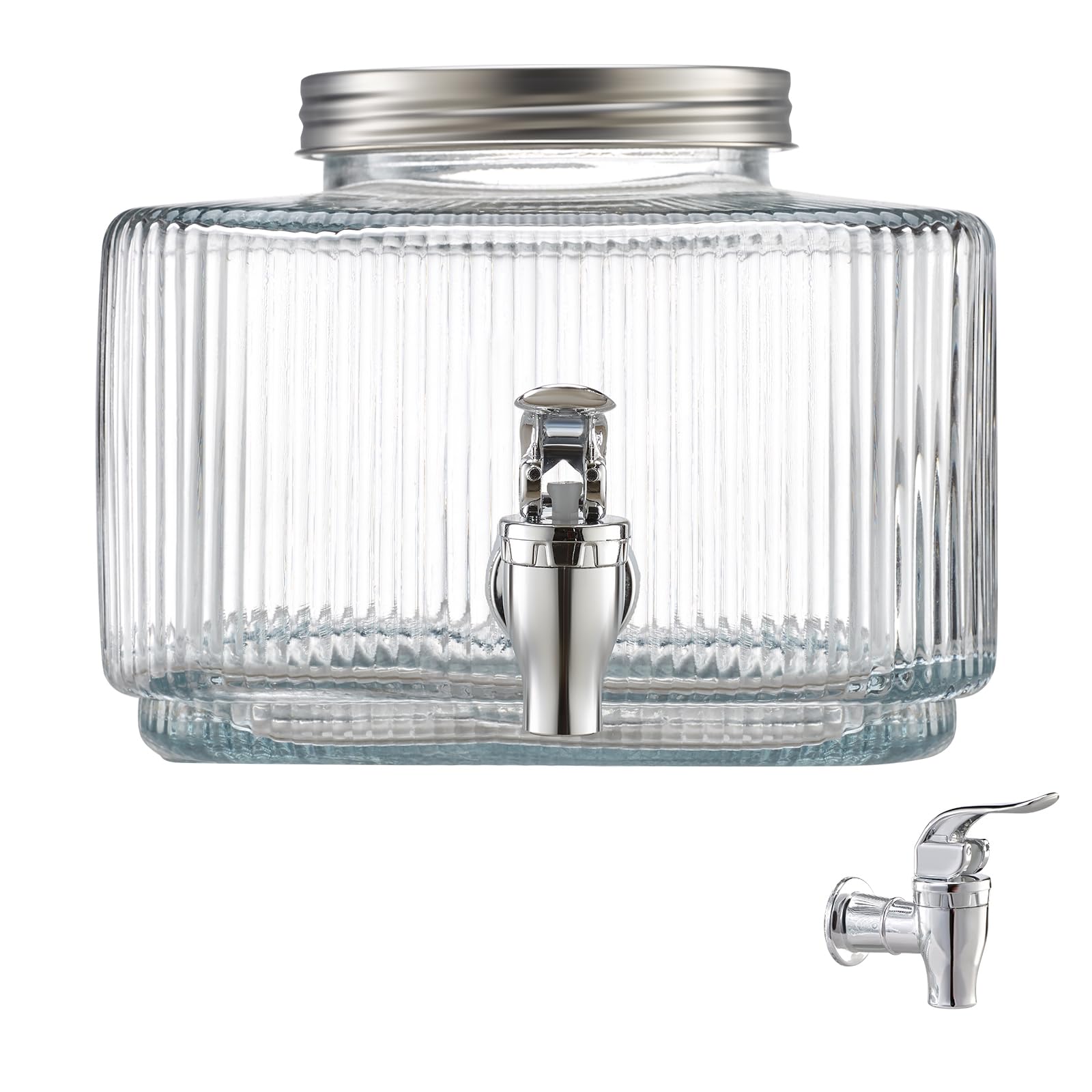 VEVOR Dispensador de Bebidas 3 L para Fiestas, Dispensador de Zumo de Cristal con Grifo y Tapa Antigoteo, para Agua, Té Helado, Limonada y Zumo para Restaurantes, Hoteles y Fiestas, Transparente