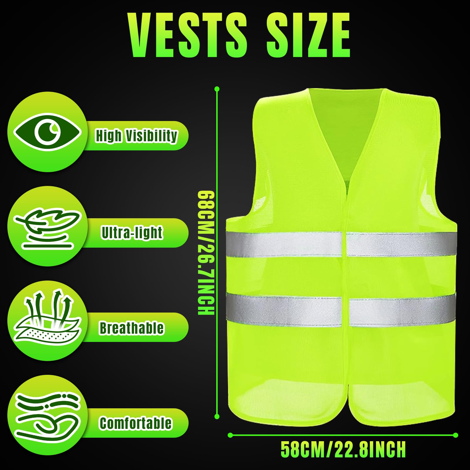 6 Chaleco Reflectante Homologado Set, Chalecos Reflectantes Seguridad, Reflectantes para Coche, de Seguridad de Alta Visibilidad para Conductor, Limpiadores - 3