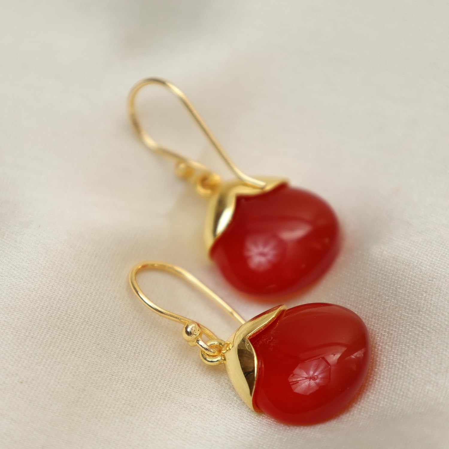 Gempires Gemstone 15 mm Pear With Gold Cap Hook Earring,Statement Birthstone jewelry, Teardrop shaped Earring - Image 5