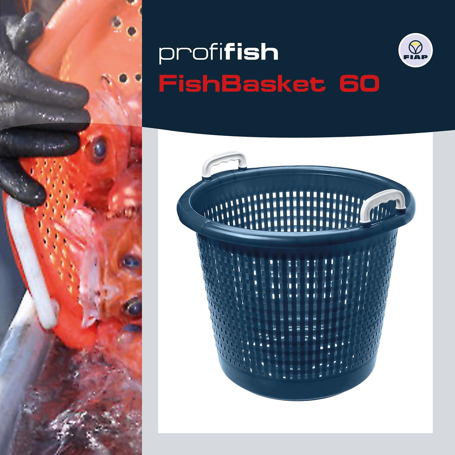 FIAP profifish FishBasket 60 - Fischkorb - Behälter - Fischwanne - lebensmittelecht - hohe Beständigkeit - Farbe orange - Material Kunststoff PE-LD - Volumen 60 Liter - Fischzucht - Teichwirtschaft
