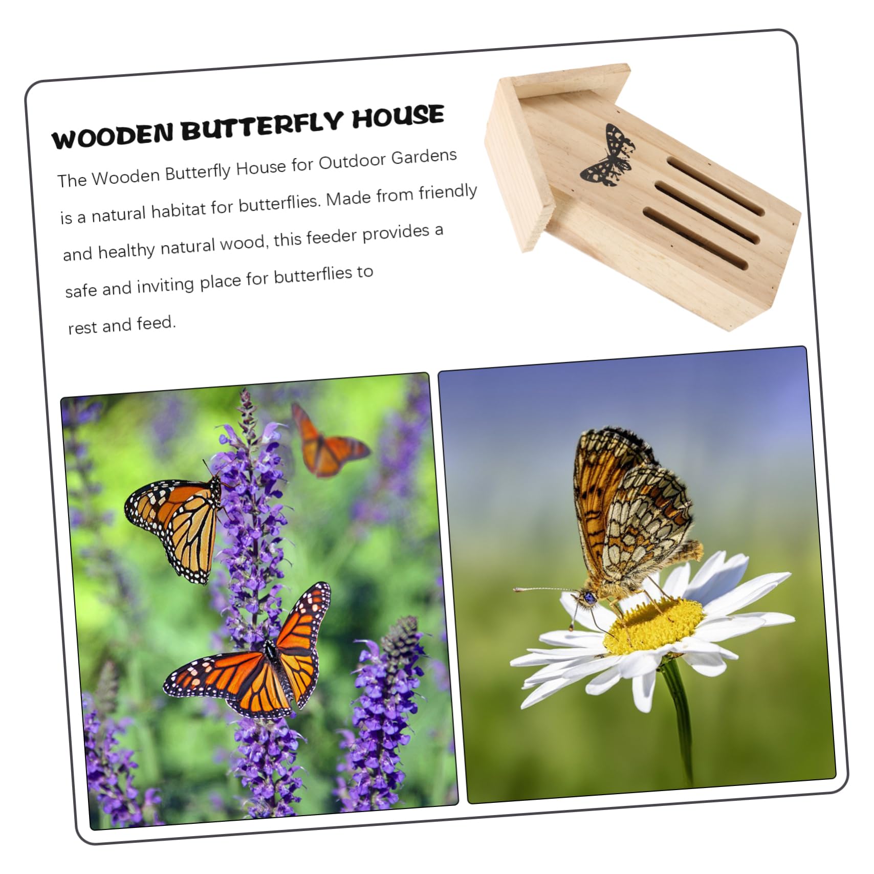 Happyyami 3stücke Holz Schmetterlingsfuttermittel Haus Wetterfestes Insektenhotel Für Garten Einladende Natürliche Holzstruktur Als Schmetterlingshabitat Und Dekoratives Element Im Freien