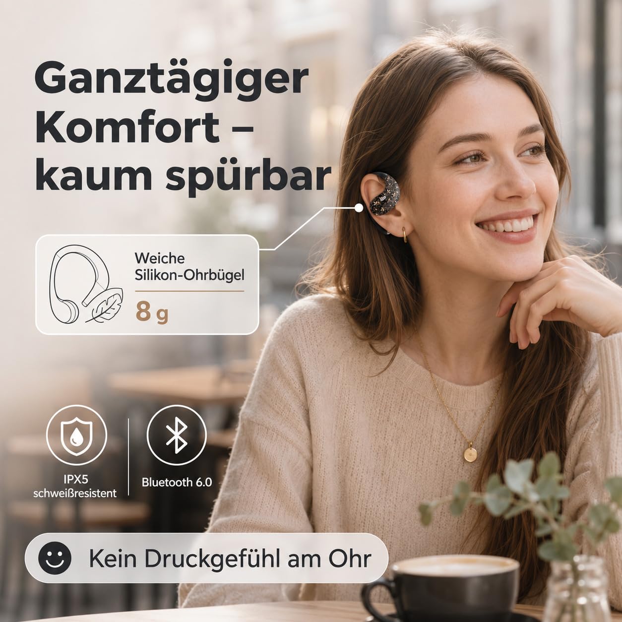 Micool Écouteurs ouverts Bluetooth 6.0, écouteurs à clipser sans fil avec 36 heures de lecture, écouteurs mains libres antibruit, écouteurs de sport confortables pour la course, la gym et les voyages