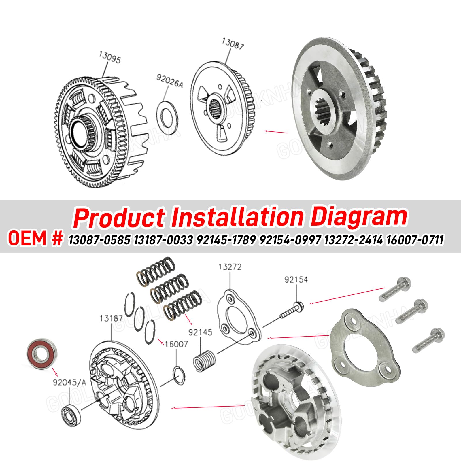 Clutch Center Inner Hub & Outer Pressure Plate Compatible with