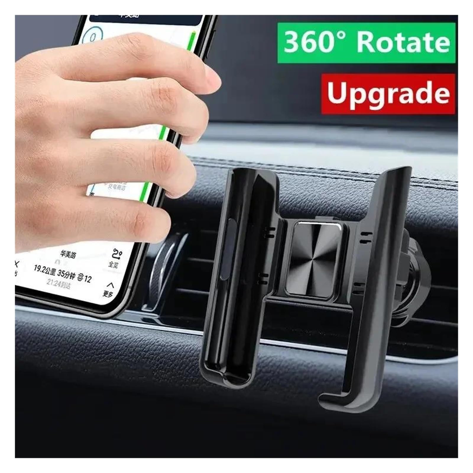 Supporto per telefono da auto, supporto per bocchetta dell'aria a gravità, universale per iP&ho&ne(Black)