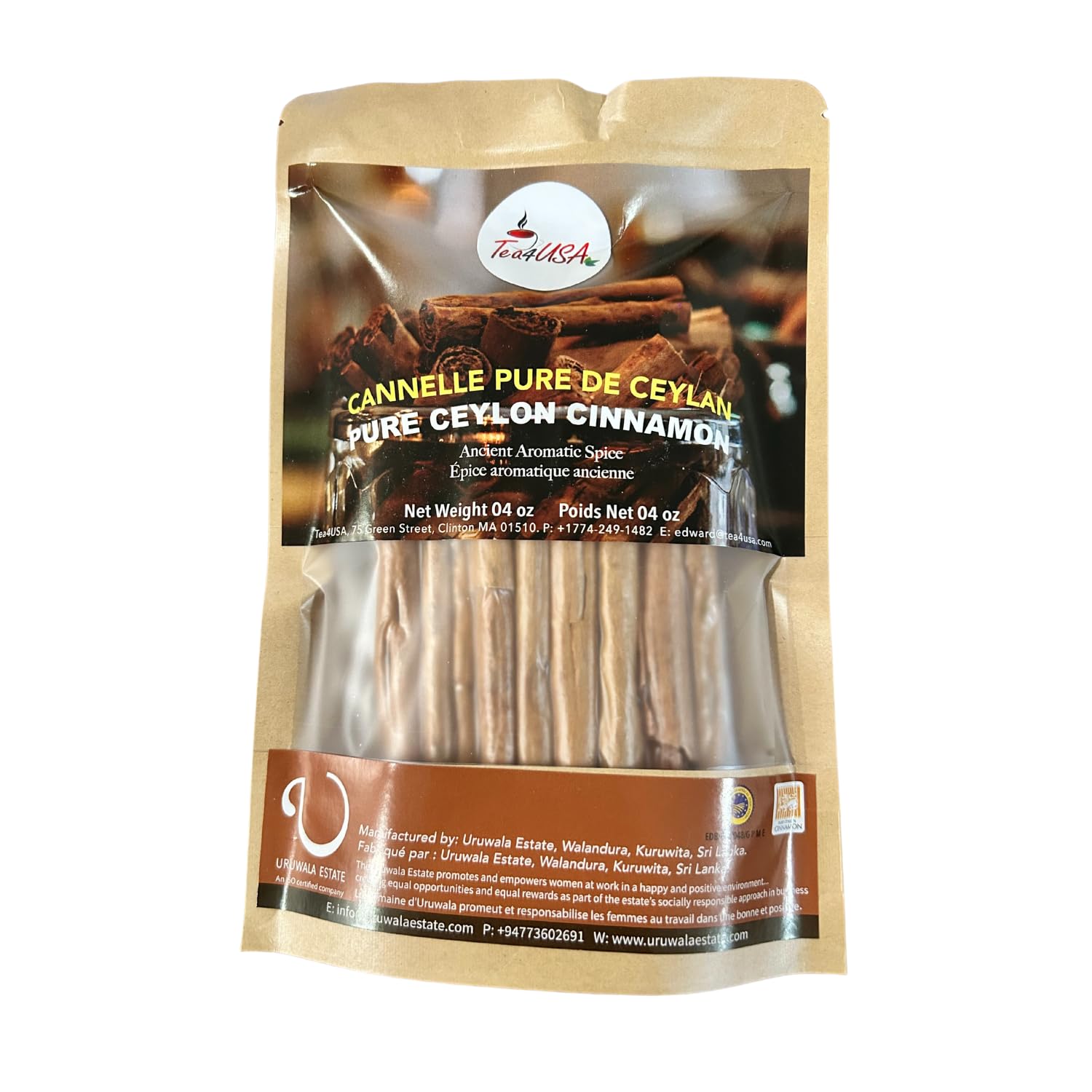 Tea4USA Cinnamon Sticks with Airtight Zip Lock Pouches - Ancient Aromatic Spice Can Be Powdered to Store Easily | Ideal for Cooking, Baking &