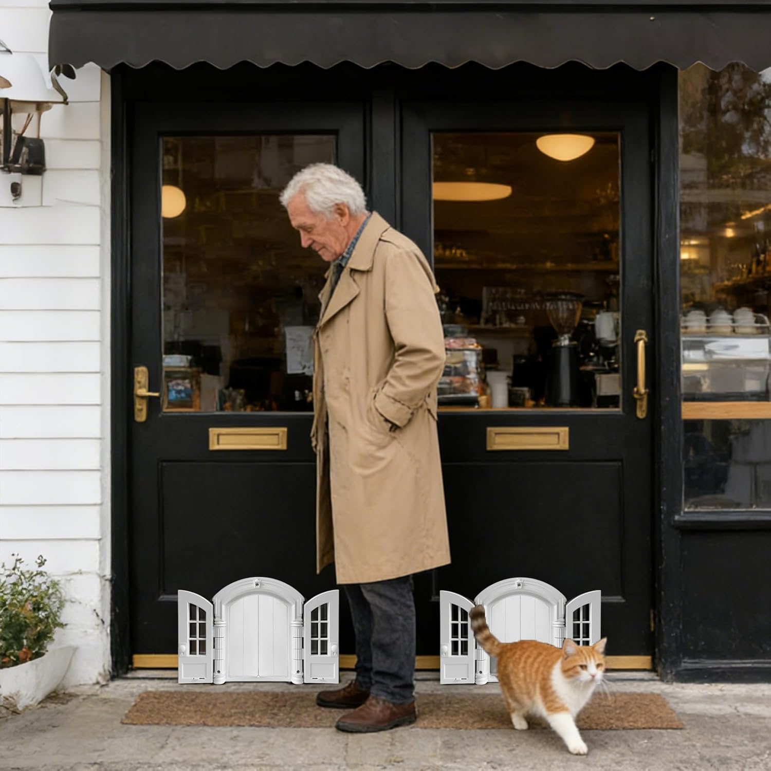 Pet Doors for Cats | Escape-Proof Puppy Kitten Entry,with Double Panels French Style Interior Cat Doors 9.45x10.83x2.83in,for Bedroom Doorway Hallway House Patio Wall