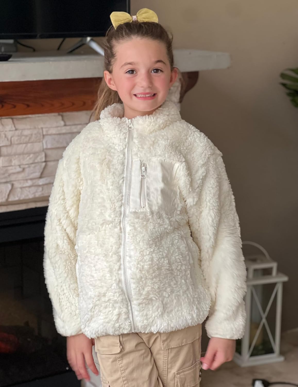Arshiner Girls Fleece Jacket Sherpa Fall Winter Full Zip Fuzzy Coat Outwear with Pockets - Image 4