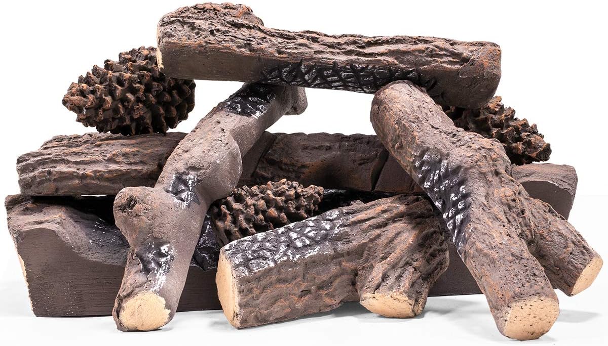 Realistic Ceramic Wood Log Set for Indoor/Outdoor Fireplaces