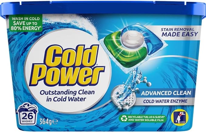Cold Power Advanced Clean Triple Laundry Detergent Capsules 26 Pack 364 ...