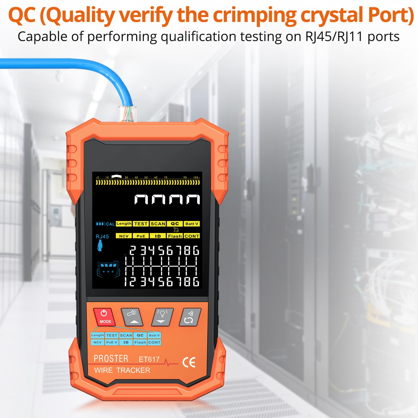 Proster Tester kabli PoE Tester kabli z cyfrowym i analogowym trybem wyszukiwania kabli,kolorowy ekran VA Tester kabla obsługuje test długości kabla dla CAT5 CAT6 CAT7 CAT8