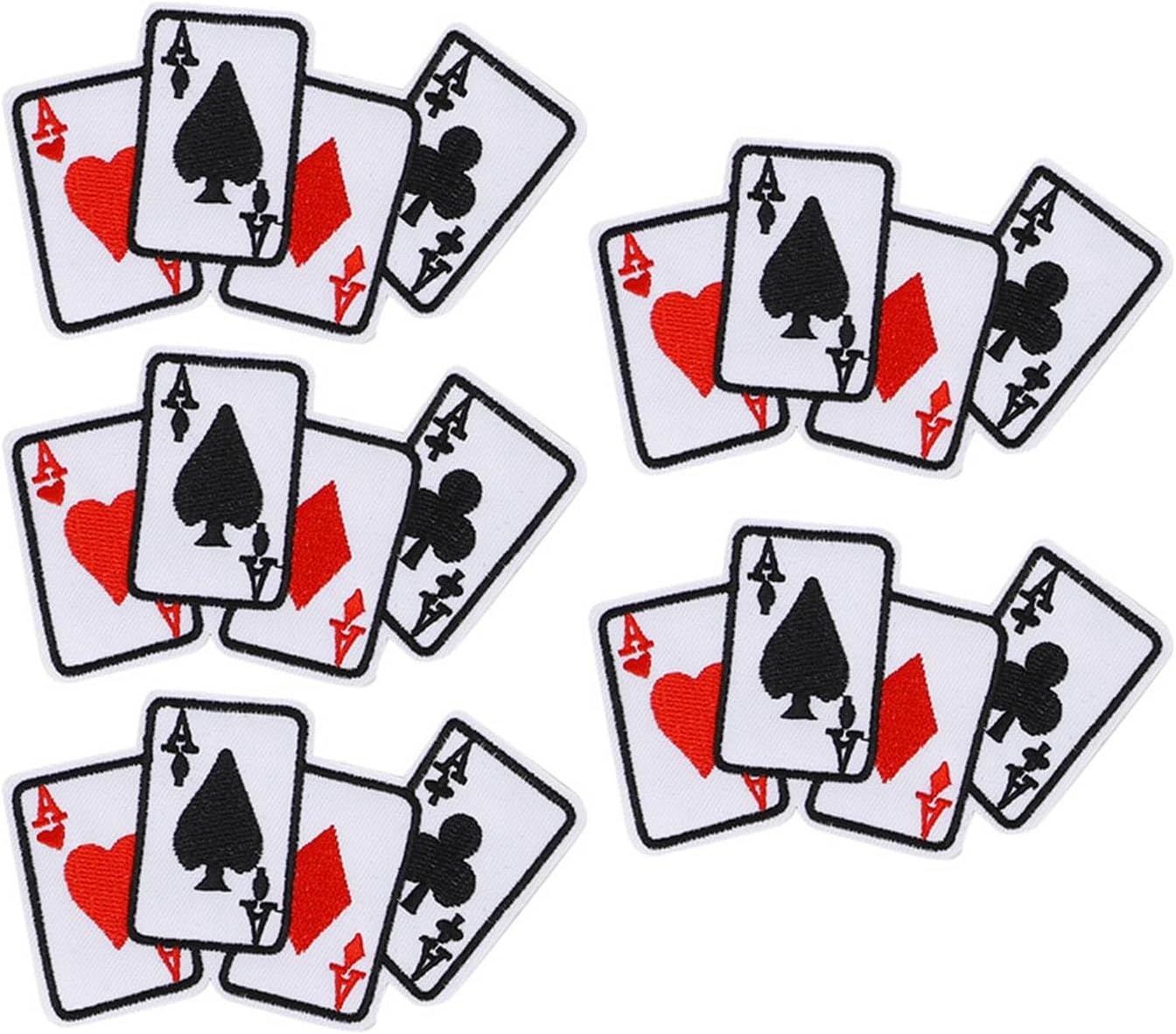 5pcs Sewing Repair Patches, Poker Ace Clothes Patch Iron on Playing Card Embroidered Applique DIY T Shirt Fabric Cloth Sticker