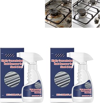 RAINPOT Rust Remover Spray for Metal 2026, Highly Concentrated Rust Remover for Steel Copper Stainless Steel, Heavy Duty Rust Stain Remover Spray No Scrubbing, Fast Acting 4 fl oz 2PACK